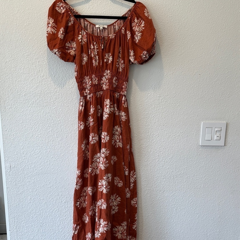 Madewell Midi Floral Fall Rust Dress